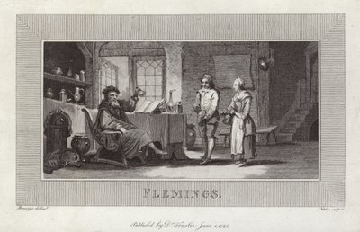 Flemings. Indgravering af tjenere og mester. af Flemish School