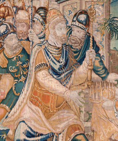 flamsk gobelin. Alexander bliver tilbudt en krone (Alexander tilbydes en krone). Atelier af Oudenaarde. 384x316 cm. Inv (83024)-5 / 00009. 1600-tallet. af Flemish School