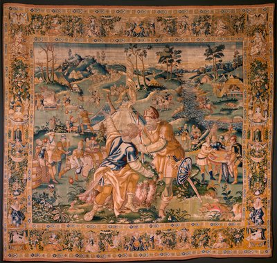 flamsk gobelin. Militærlejr nær floden Granikos. Atelier af Oudenaarde. 377x393 cm. Inv 83104-9 /00011. 17. århundrede. af Flemish School