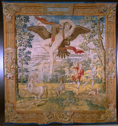 flamsk gobelin. Serie Fable of Ovidius: The Rob of Ganymedes. Atelier Willem de Pannemaker, Bruxelles. Før 1556. af Flemish School