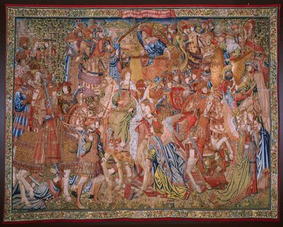 flamsk gobelin. Series Moralities: The Virtue of the Honores (De deugd van de Honores, The Virtue of honors). Omkring 1520. af Flemish School