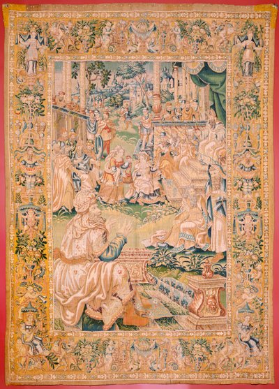 flamsk gobelin. Serien Judiths bog. Vend tilbage til Bethulia (Regreso a Betulia). Ottende gobelin i serien. Fremstilling Holland, Bruxelles(?). Anden halvdel af 1500-tallet. Stof Uld. Placering Church of Saint Nicholas of Bari (museet åbnet af Flemish School