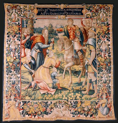 flamsk gobelin. Serien Hannibals historie. Hannibal i Italien (Aníbal en Italia). Tredje gobelin af de bevarede. Modeller Anonym mester i Holland. Bruxelles