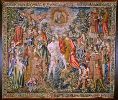 flamsk gobelin. Serien The History of Saint John the Baptist: The Baptism of Christ (Het doopsel van Christus). Bruxelles atelier. 1515-1520. af Flemish School