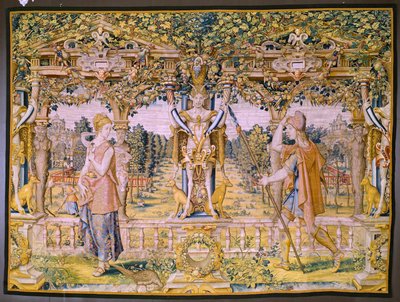 flamsk gobelin. Serien Vertumnus og Pomona: Vertumnus forvandlet til en landmand (Vertumnus som landmand, Vertumno transformado og landbruger). Studio Willem de Pannemaker. ca 1545-1550. af Flemish School
