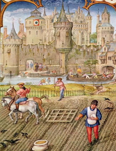Fol.10v Oktober måned: Såning, fra Breviarium Grimani, c.1515 af Flemish School