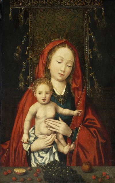 Madonna og barn, ca. 1500 (olie på panel) af Flemish School