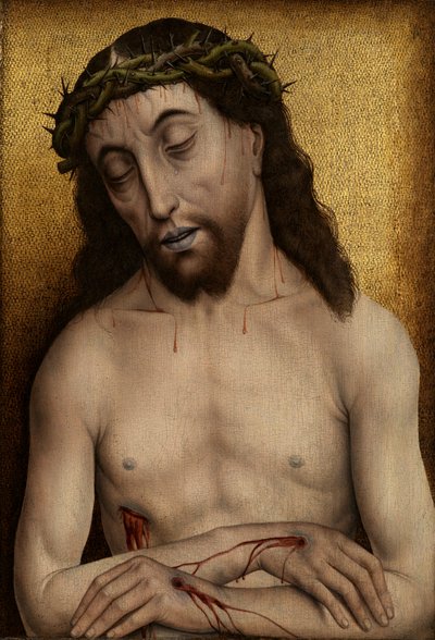 Man of Sorrows (olie på panel) af Flemish School