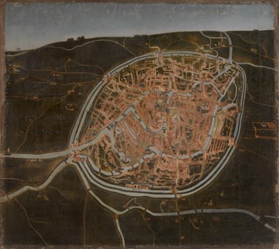 Kort over Brugge (olie på lærred) af Flemish School