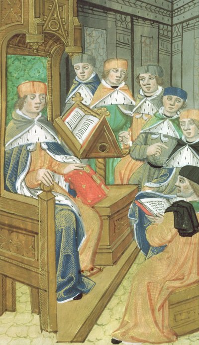 Ms Hunter 9 f.39r Foredrag i salen, fra De Medina Fen I. II, af Avicenna (980-1037) af Flemish School