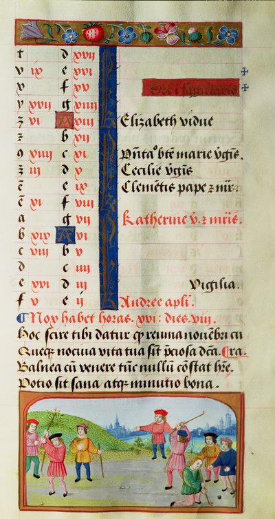 November: Game of Golf, fra en Book of Hours af Flemish School