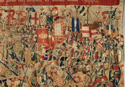 Sognemuseum for gobeliner (Parish Museum of Pastrana Tapestries). flamsk gobelin. Tag af Asilah (Take of Asilah, Assault on Asilah, De inname van Arzila). Serie Erobringer af kong Alfonso I af Portugal. Tournai. af Flemish School