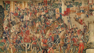 Sognemuseum for gobeliner (Parish Museum of Pastrana Tapestries). flamsk gobelin. Erobring af Tanger (overtagelse af Tanger, De inname van Tanger). Serie Erobringer af kong Alfonso I af Portugal. Tournai. Uld og silke af Flemish School