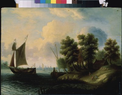 ""Seascape"" (Et havlandskab) Hollandsk skolemaleri 1600-tallet Mikhail Kroshitsky Art Museum, Sevastopol (Sevastopol) Ukraine af Flemish School