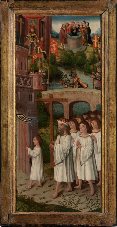 Scener fra legenden om det hellige kors (olie på panel) af Flemish School