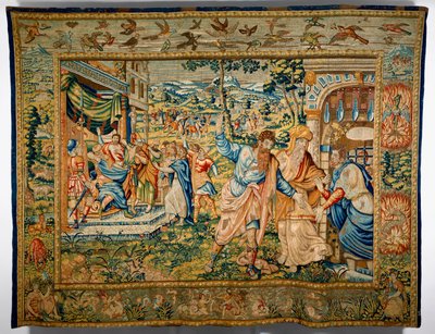 Sankt Paulus med Barnabas udvist fra stedet for sin forkyndelse (tekstil) af Flemish School