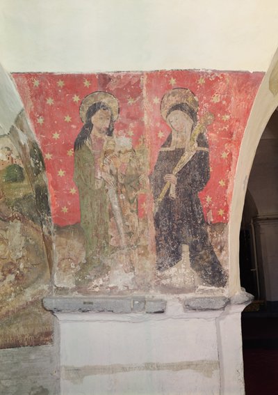 St. Simon og St. Claire, vægmaleri fra krypten, ca. 1480-1540 af Flemish School