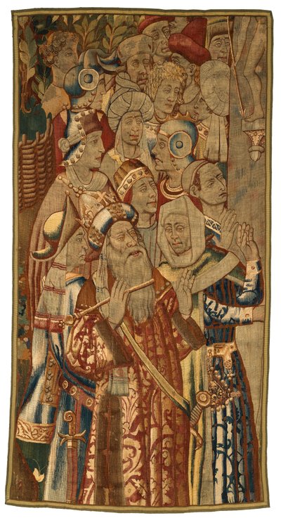 Tapestry, A Jewish Gathering, lavet i Flandern, Belgien, muligvis midten af det 15. århundrede (uld) af Flemish School