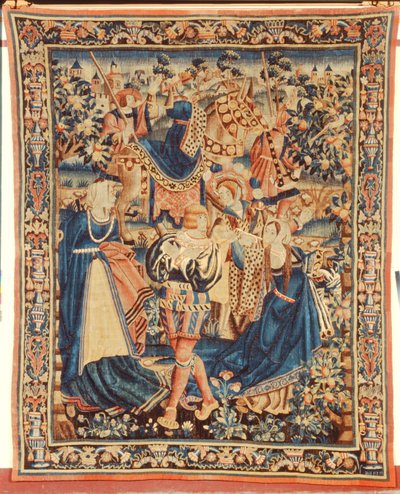 Tapestry-serie, der viser en scene fra lignelsen om den fortabte søn af Flemish School