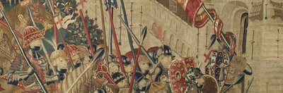 Gobelin, der viser erobringerne af kong Alfonso V af Portugal (Conquistas de Alfonso V de Portugal), Tournai. Detalje. (uld og silke) af Flemish School