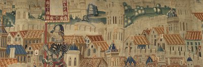 Gobelin, der viser erobringerne af kong Alfonso V af Portugal (Conquistas de Alfonso V de Portugal), Tournai. Detalje. (uld og silke) af Flemish School