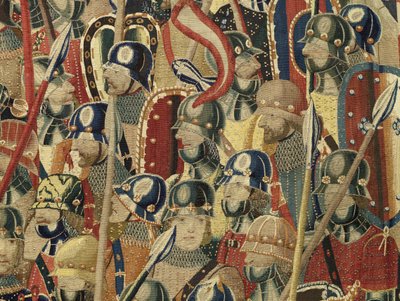 Gobelin, der viser erobringerne af kong Alfonso V af Portugal (Conquistas de Alfonso V de Portugal), Tournai. Detalje. (uld og silke) af Flemish School