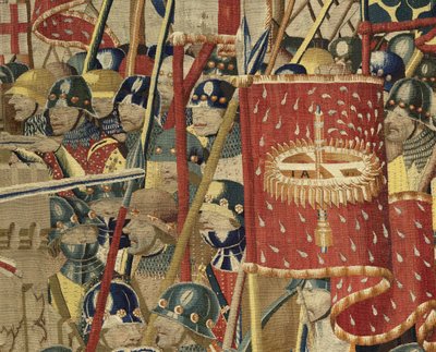 Gobelin, der viser erobringerne af kong Alfonso V af Portugal (Conquistas de Alfonso V de Portugal), Tournai. Detalje. (uld og silke) af Flemish School