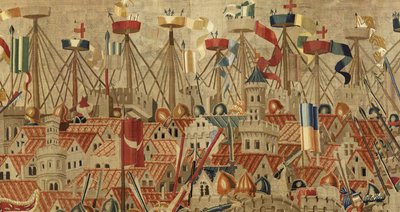 Gobelin, der viser erobringerne af kong Alfonso V af Portugal af Flemish School