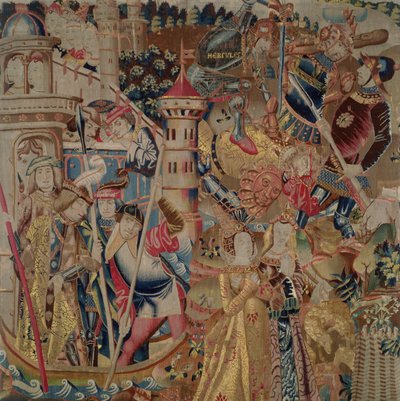 Erobringen af ​​Ile aux Moutons, fra Histoire dHercule af Flemish School