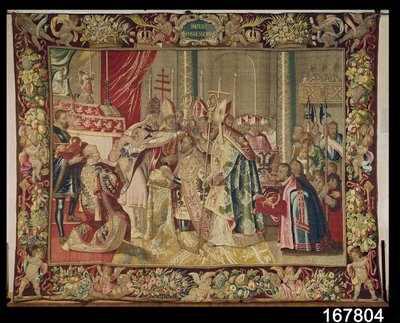 The Coronation of Charles V (1500-58) fra The Tapestry of Charles Quint, c.1630-40 af Flemish School