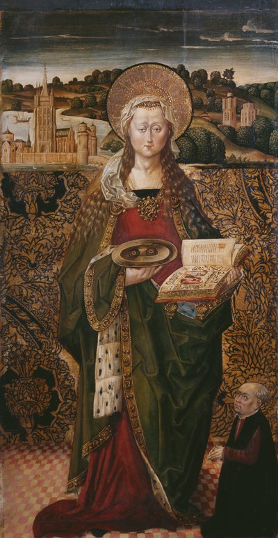 Triptykon, St. Lucy, venstre panel (se også 345909, 345911) af Flemish School