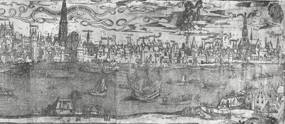 Udsigt over Antwerpen Havn, detalje af højre sektion, 1515-50 af Flemish School