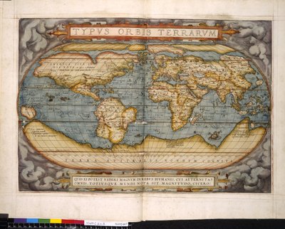 Verdenskort, Theatrum Orbis Terrarum, af Abraham Ortelius af Flemish School