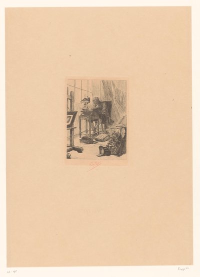 Oude man læst i en studiekamer Moderne kunst Læser Grimoire Fortidens bibliofil af Félicien Rops (signed by artist)
