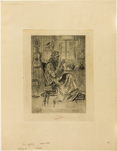Gammel kvinde med nål af Félicien Rops
