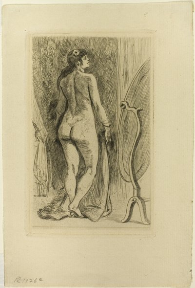 Stående kvinde med en pels af Félicien Rops