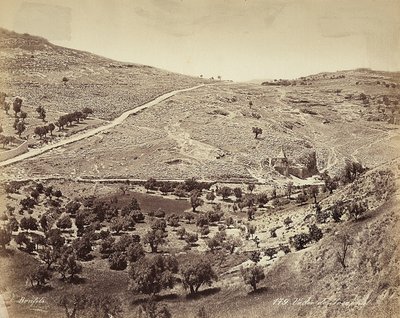 Panoramaudsigt over Cedrondalen eller Josafat i udkanten af Jerusalem af Félix Bonfils