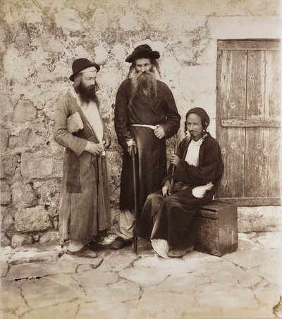 Portræt af tre jødiske mænd i Jerusalem af Félix Bonfils