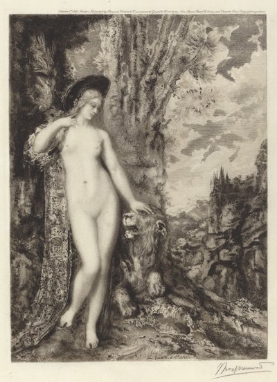 Den amorøse løve af Félix Bracquemond, after Gustave Moreau