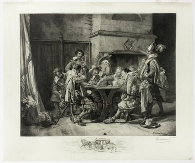 Partie perdue (soldaternes spillekort) af Félix Henri Bracquemond