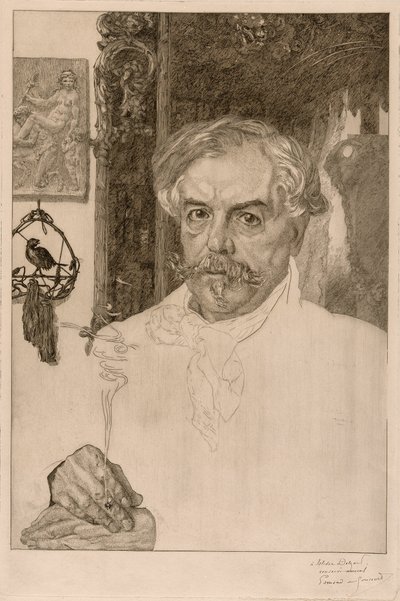 Portræt af Edmond de Goncourt af Félix Henri Bracquemond