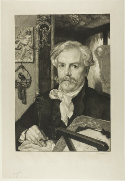 Portræt af Edmond de Goncourt af Félix Henri Bracquemond