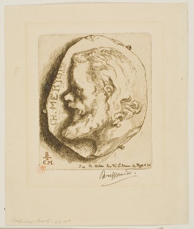 Portræt af Meryon i profil af Félix Henri Bracquemond