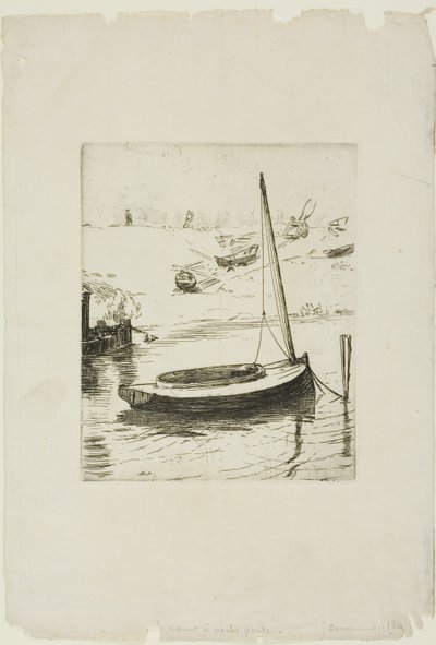 Båden med sænket sejl af Félix Henri Bracquemond