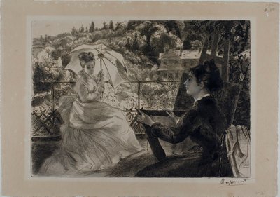 Terrassen på Villa Brancas af Félix Henri Bracquemond