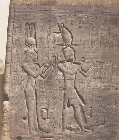 Dendera Tentyris, Athors tempel - Bagansigt - Cleopatra og ..., 1851-52, trykt 1853-54. af Félix Teynard