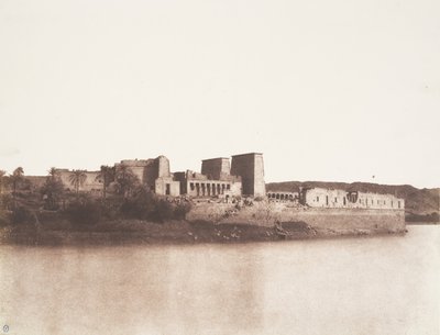 Øen Fileh Philæ, generelt billede taget fra nordvest ved punkt A, 1851-52. af Félix Teynard