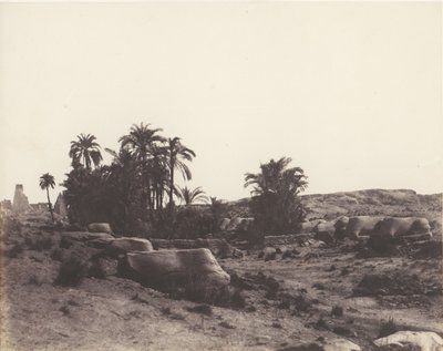 Karnak Theben, Sfinxernes Avenue - Generelt billede taget fra punkt G, 1851-52, trykt 1853-54. af Félix Teynard