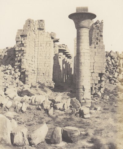 Karnak Theben, Slotsgården - Udsigt taget fra Punkt I, 1851-52, trykt 1853-54. af Félix Teynard