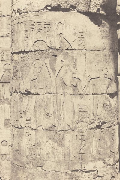Karnak Theben, Palace--Hypostyle Hall--Central Colonnade--Decoration of a Fut, 1853. af Félix Teynard